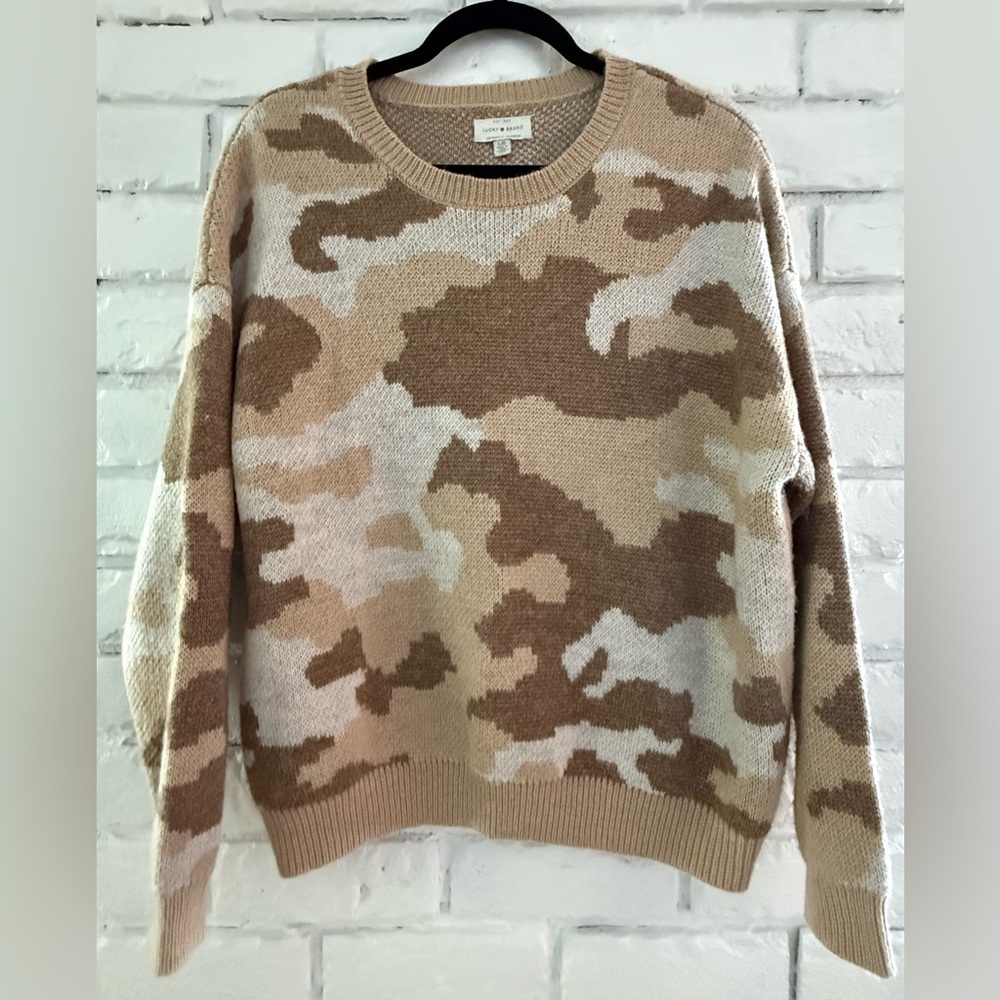 Camel Camo Crewneck Sweater